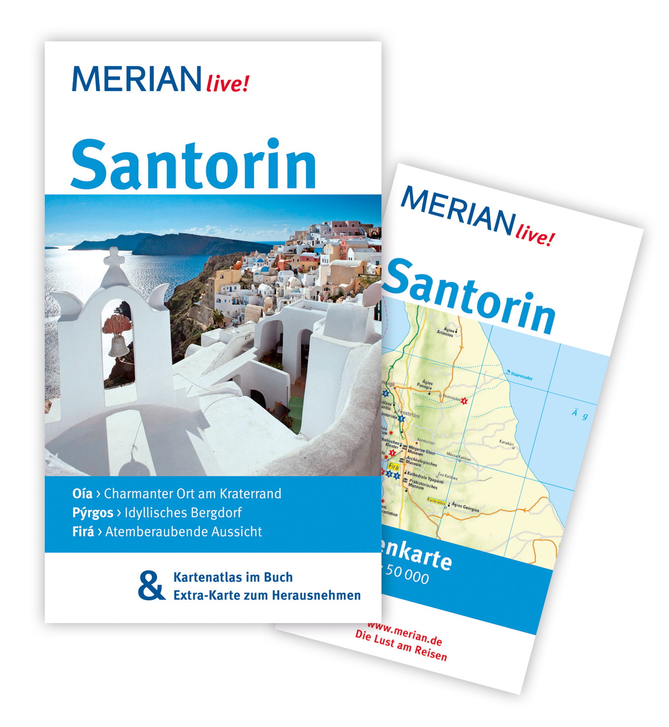 Santorin: MERIAN live! - Mit Kartenatlas im Buch und Extra-Karte zum Herausnehmen: Oia: Charmanter Ort am Kraterrand. Pyrgos: Idyllisches Bergdorf. Firà: Atemberaubende Aussicht - Lasse Dudde